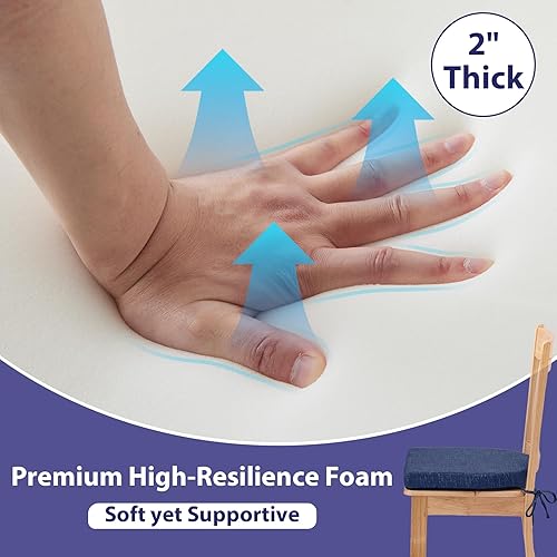 Miniatura 3 de Cojines para sillas de comedor con lazos y funda extraíble, cojines para sillas de comedor y cocina con parte inferior antideslizante, cojines de