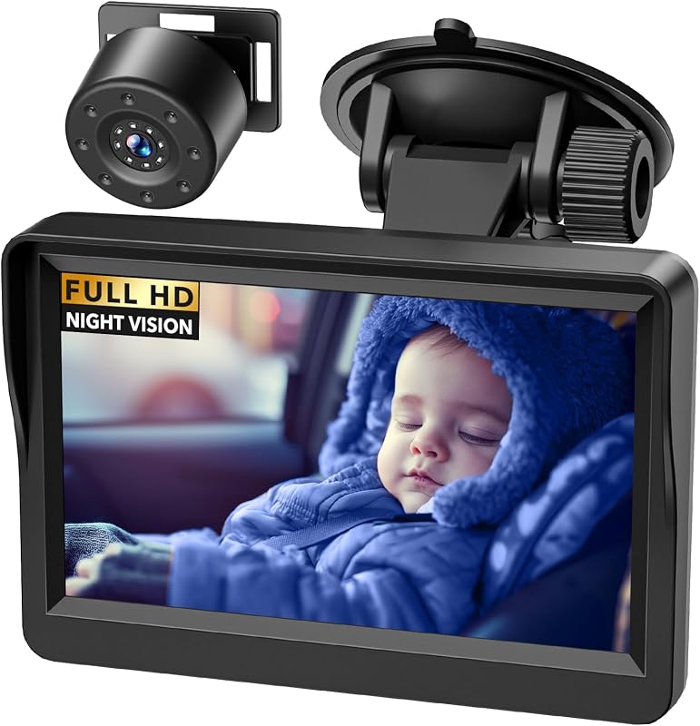 NewHail Autós Babafigyelő Kamera 4,3" HD IPS Kijelzővel - 178° Széles Látószög, Éjjellátó Funkció, Hátrafelé Néző Monitor Csecsemőknek és Ki