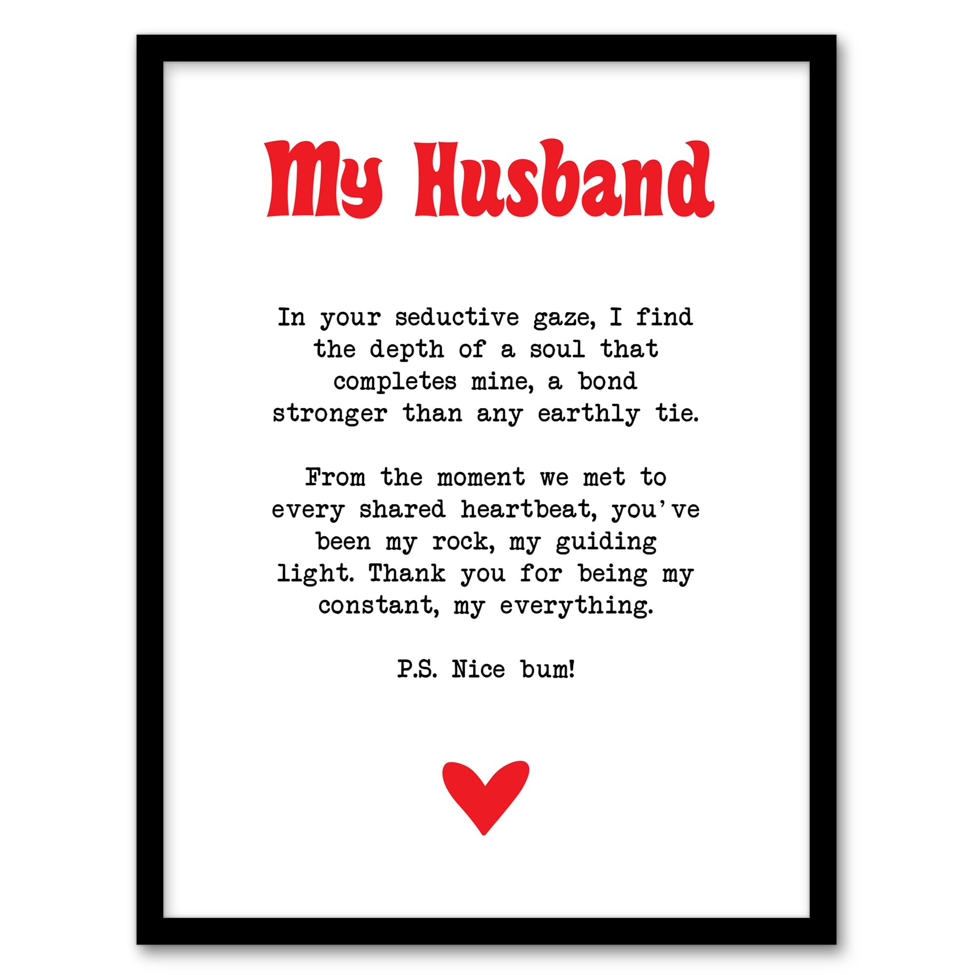 Love Poem My Everything Husband Romantic Poetry Wall Art Poster Print