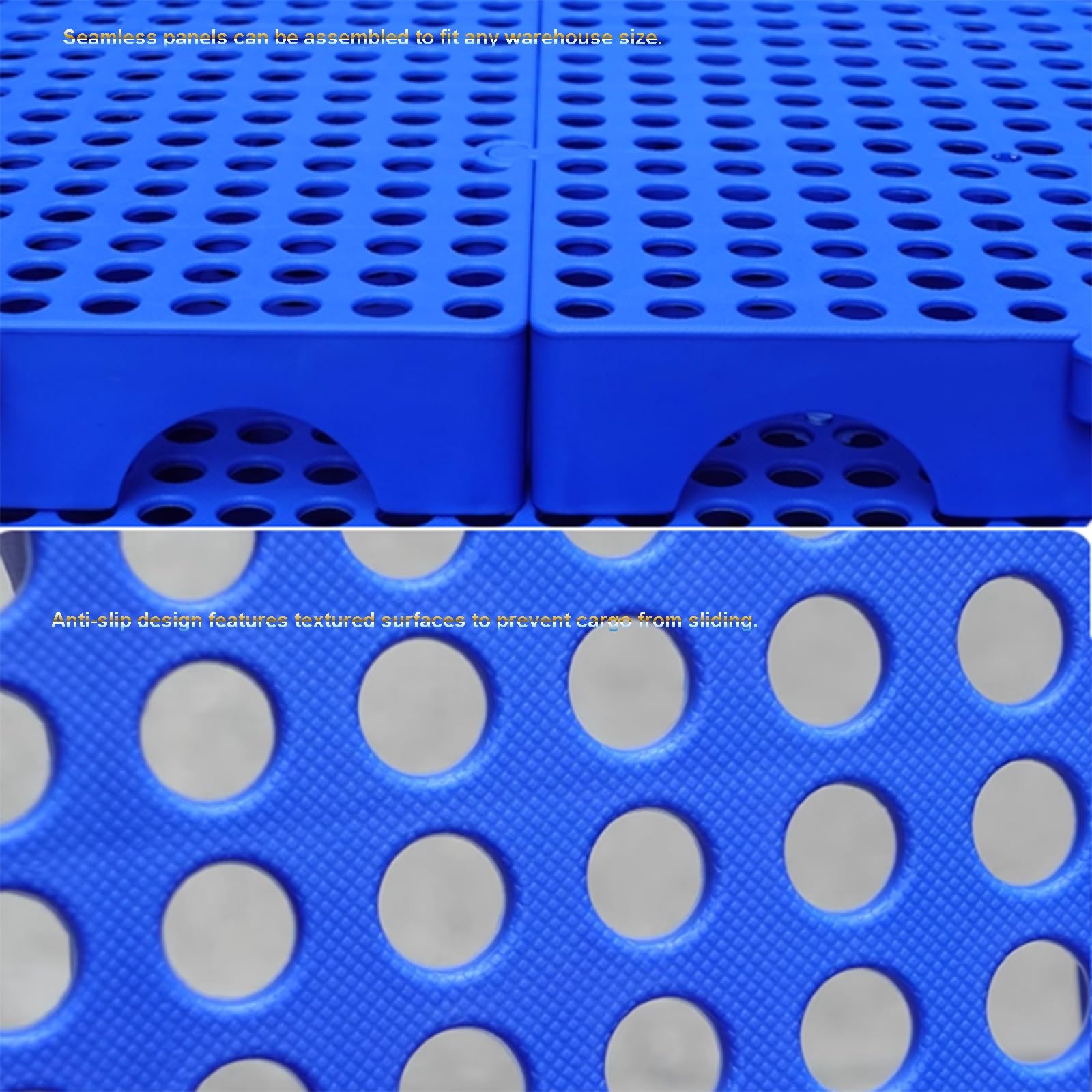 Lot de 2 palettes emboîtables étanches en plastique - 60 x 30 x 3 cm - Pour garage et sous-sol - Idéal pour supermarché et maison