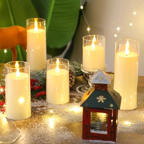 Miniatura 6 de Fo32won Velas LED de pilar sin llama de color blanco marfil, funcionan con pilas con control remoto y temporizador, paquete de 5 (3 pulgadas de