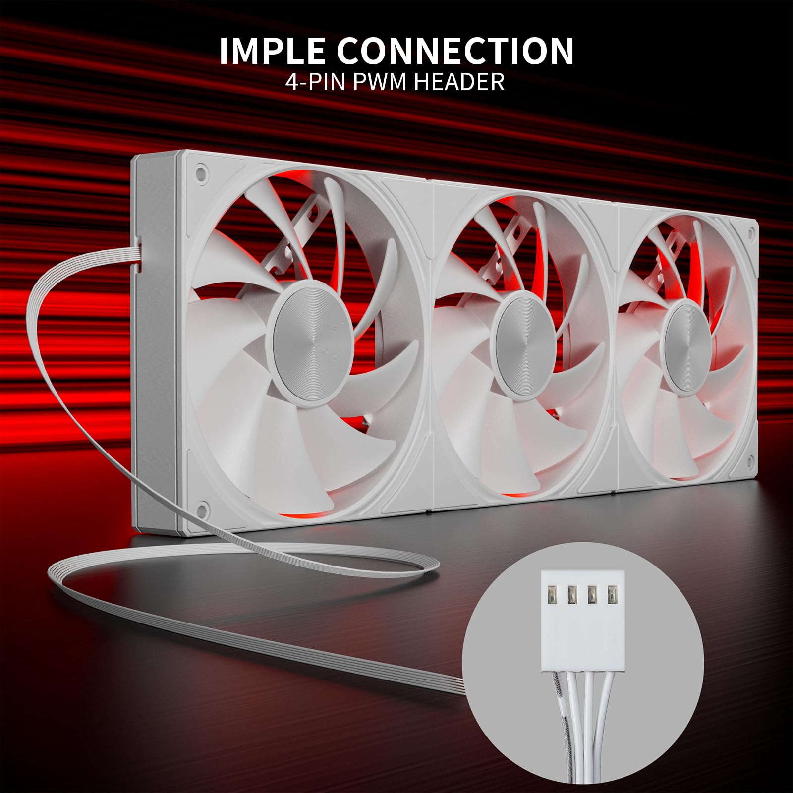 upHere Ventilateur tout-en-un pour boîtier d'ordinateur avec interface PWM à 4 broches, refroidissement haute performance, faible bruit pour un refroidissement amélioré du PC, blanc U3T3