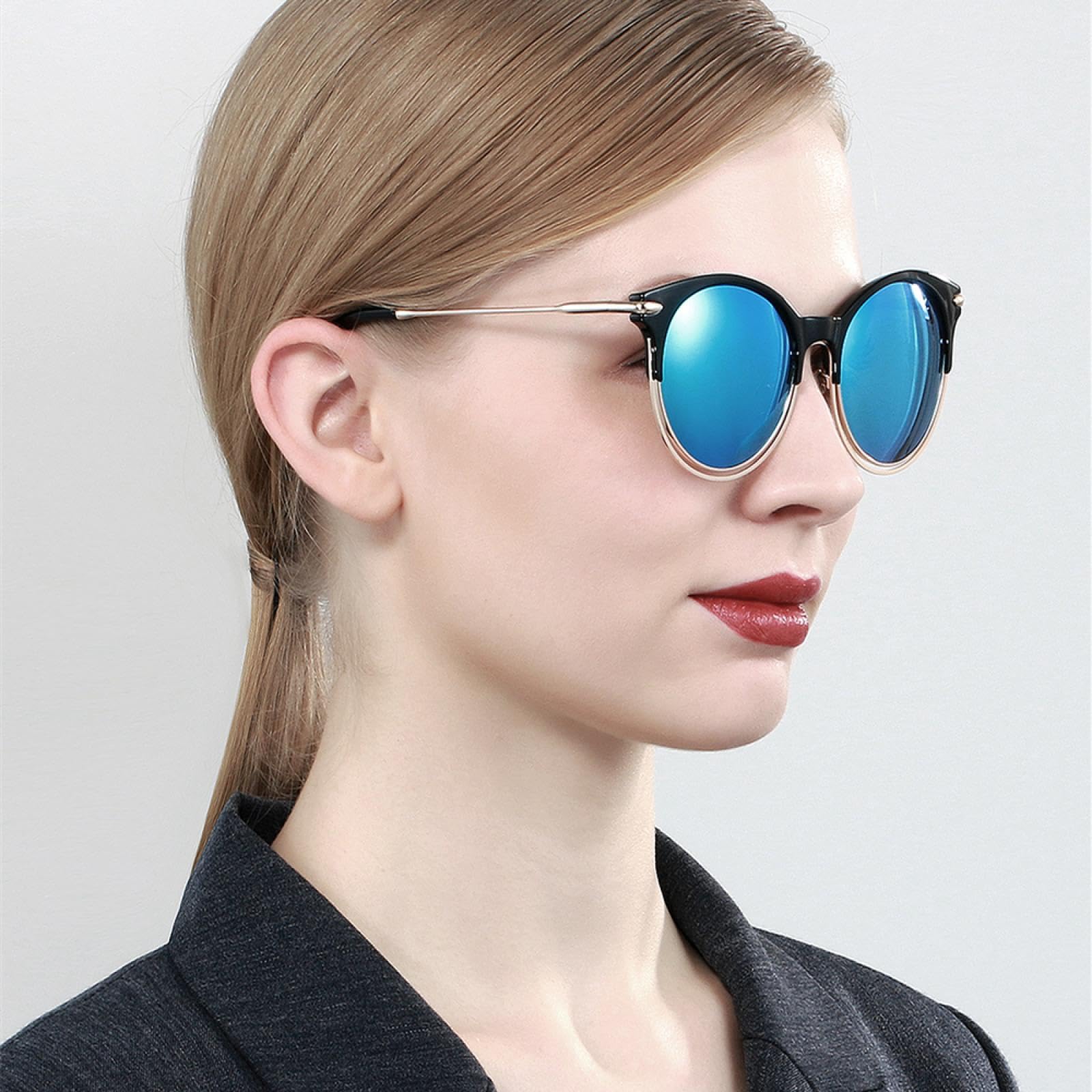 Occhiali da sole vintage da donna in lega con lenti polarizzate UV400 e specchio per esterni