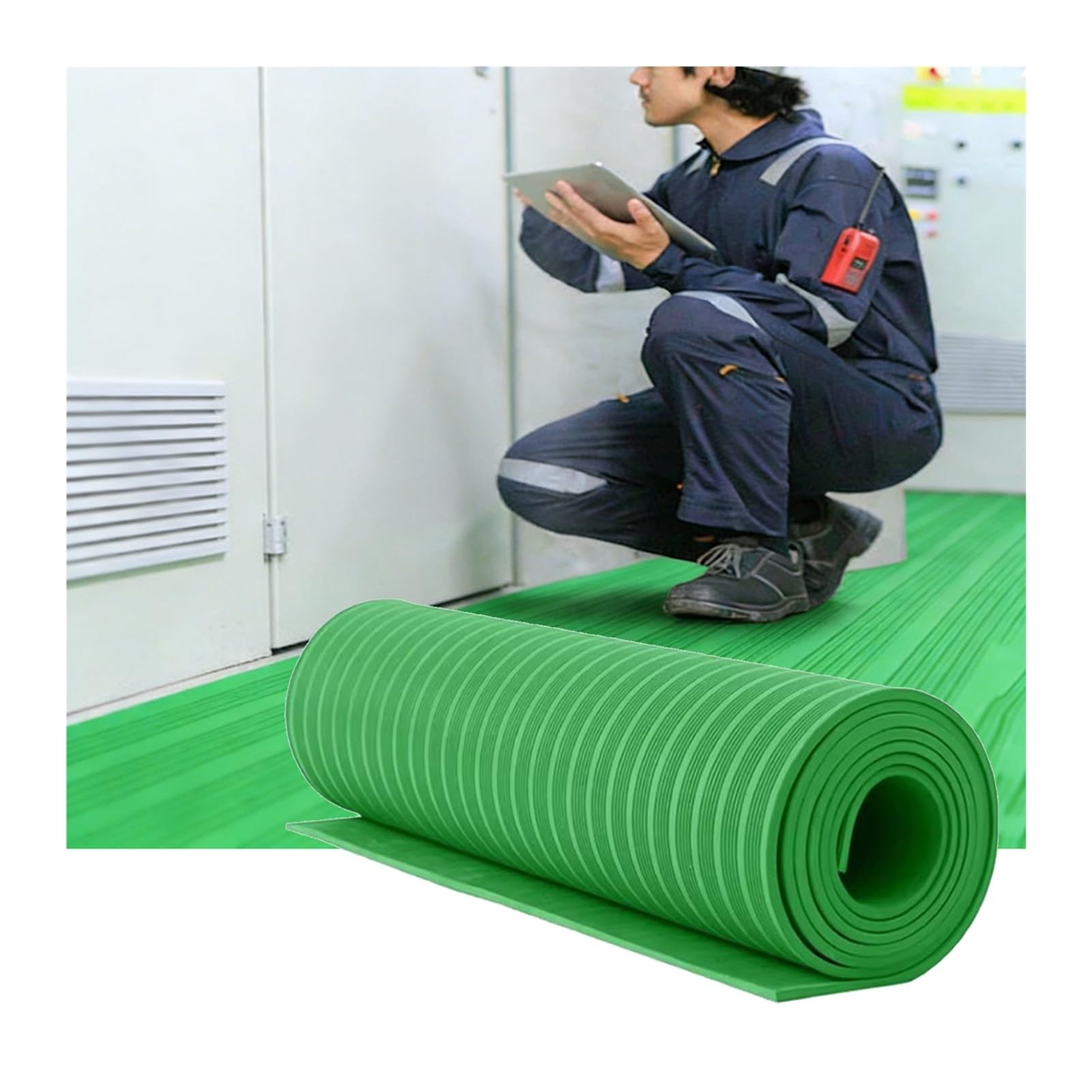 25 KV Aislantes Antielectrocución Alfombrillas Zona Trabajo Grandes Antideslizantes Cuadros Eléctricos Resistentes A Impactos Seguridad Caucho para Subestación Central(1x5m-8mm)