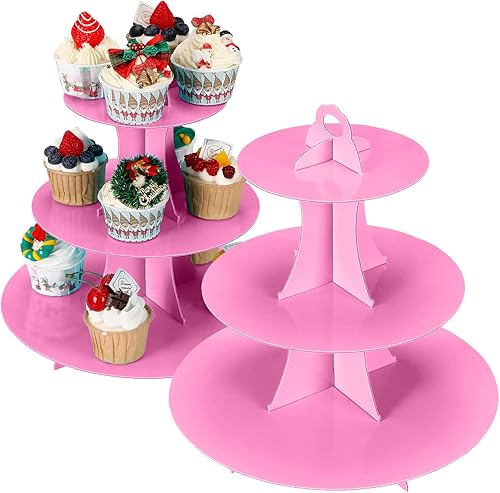 2 soportes para cupcakes de 3 niveles, soporte para pasteles, torre escalonada para mesas de postres, decoración de fiestas temáticas de cumpleaños,