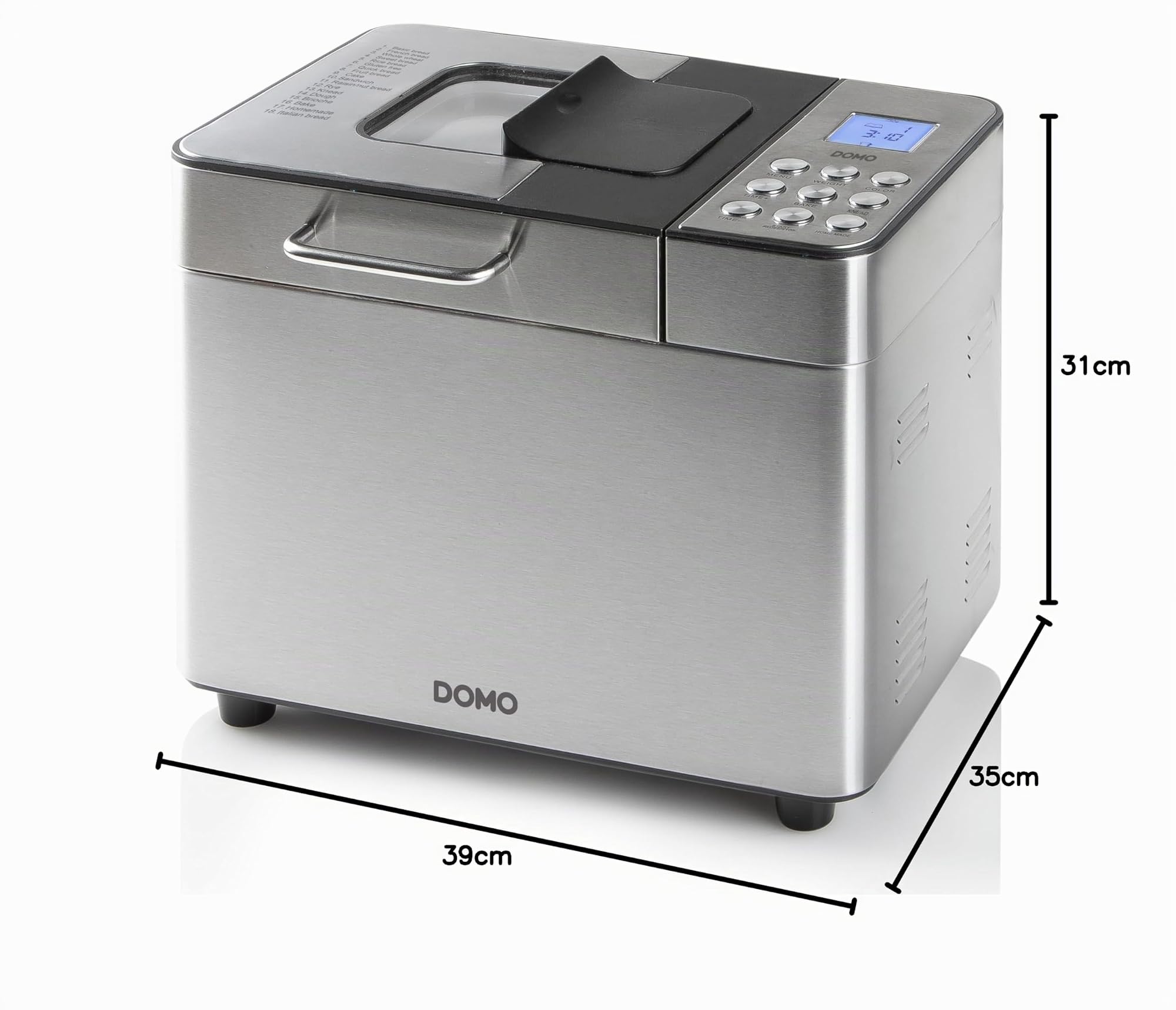 Domo B3971 Machine à Pain Inox Noir Plastique
