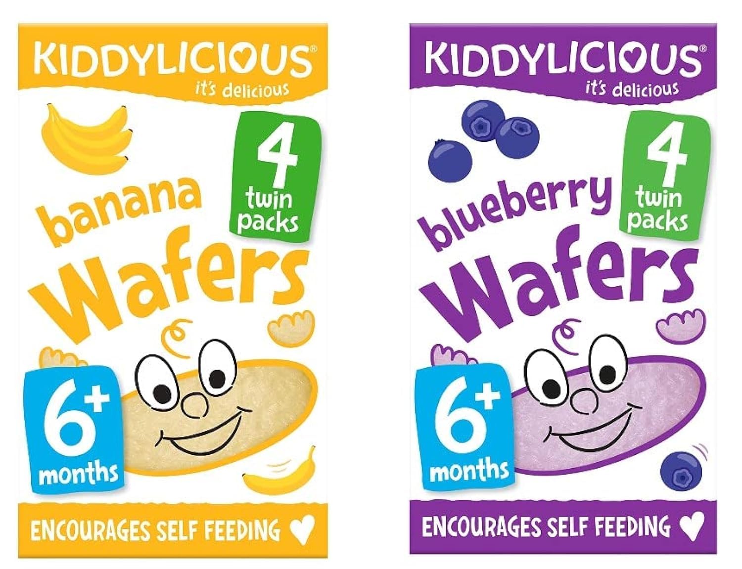 Wafers Variety Pack (1x Banana Wafers 16g & 1x Blueberry Wafers 16g), total 2 packs | Crumb Free | Weaning snack | Suitable for 7+ Months | Vitamin B1.