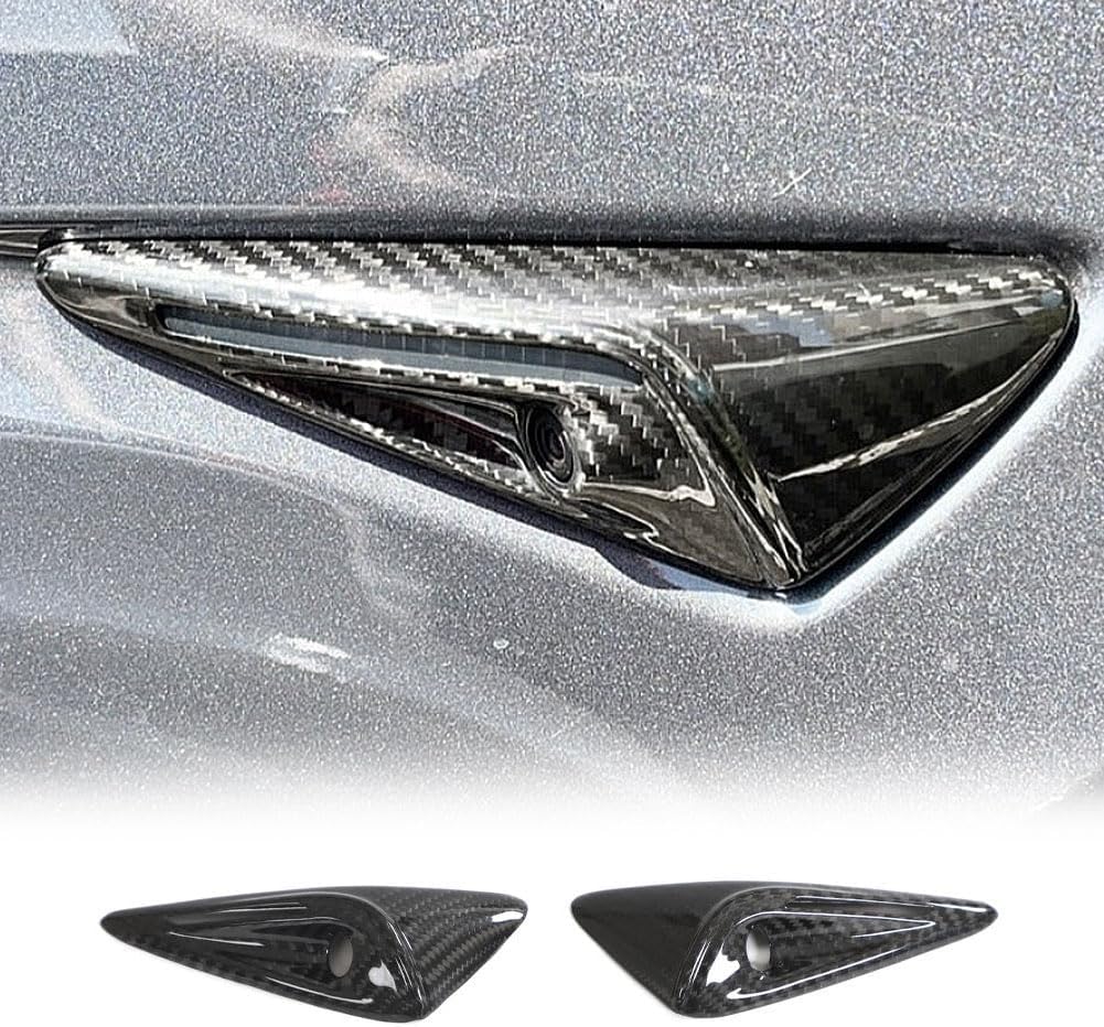 Dry Real Carbon Fiber Side Fender Vent Cover Trim Fits for Tesla Model X 2023-2024 Side Camera Protection Cover Decoration Accessories2PCS