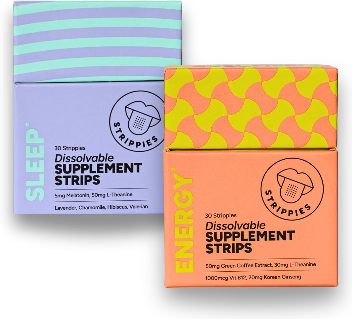 Dissolvable Strips - Energy & Sleep Multi-Pack - Wellness in A Strip - Easy & On-the-go Support - 60 Strips
