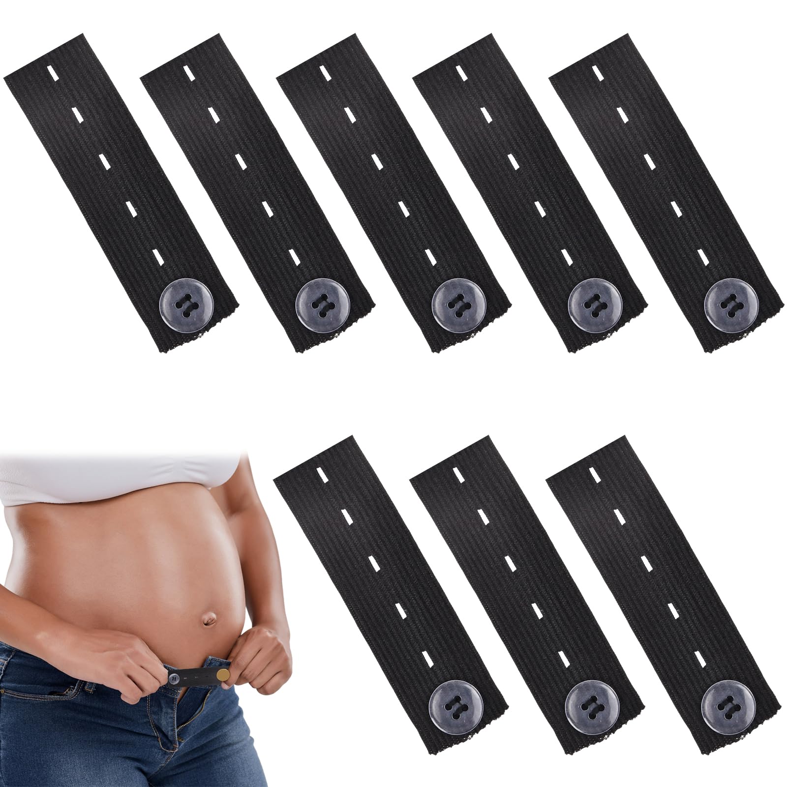 Set 8 Estensioni Per Cintura Pantaloni - Con Bottone Regolabile, Elastiche, Per Gravidanza O Comfort - Foto 6