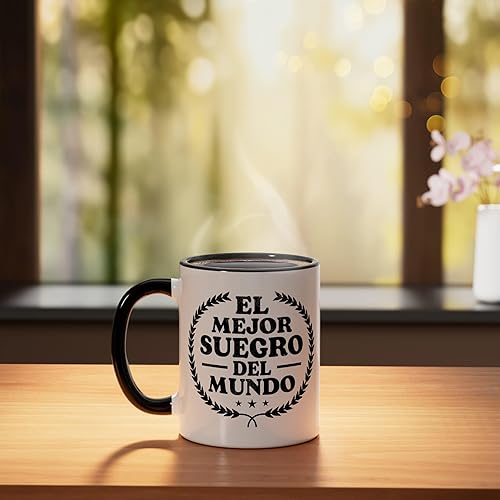 Miniatura 3 de El Mejor Suegro del Mundo - Taza de cerámica con humor divertido para suegro español, color negro y blanco