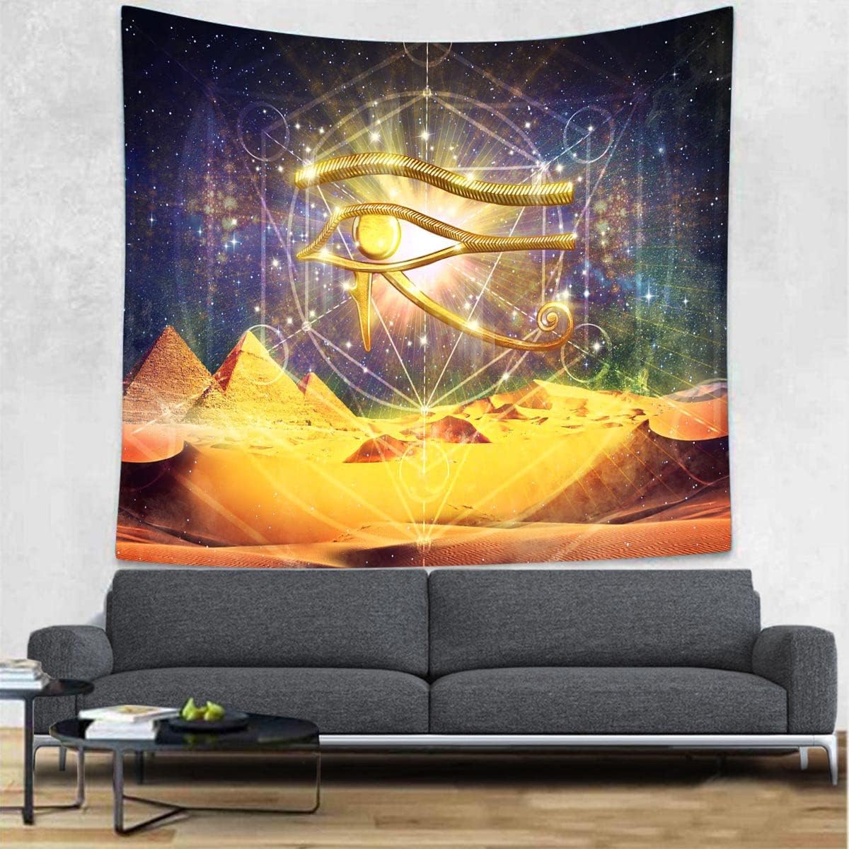 SHRAPHY Egyptian Horus Eye Tapestry Wall Hanging Egyptian Pyramids Wall Tapestry Starry Sky Tapestries Wall Art Wall Blanket for Bedroom Home Decor 80x60 Inches GTZYUH266