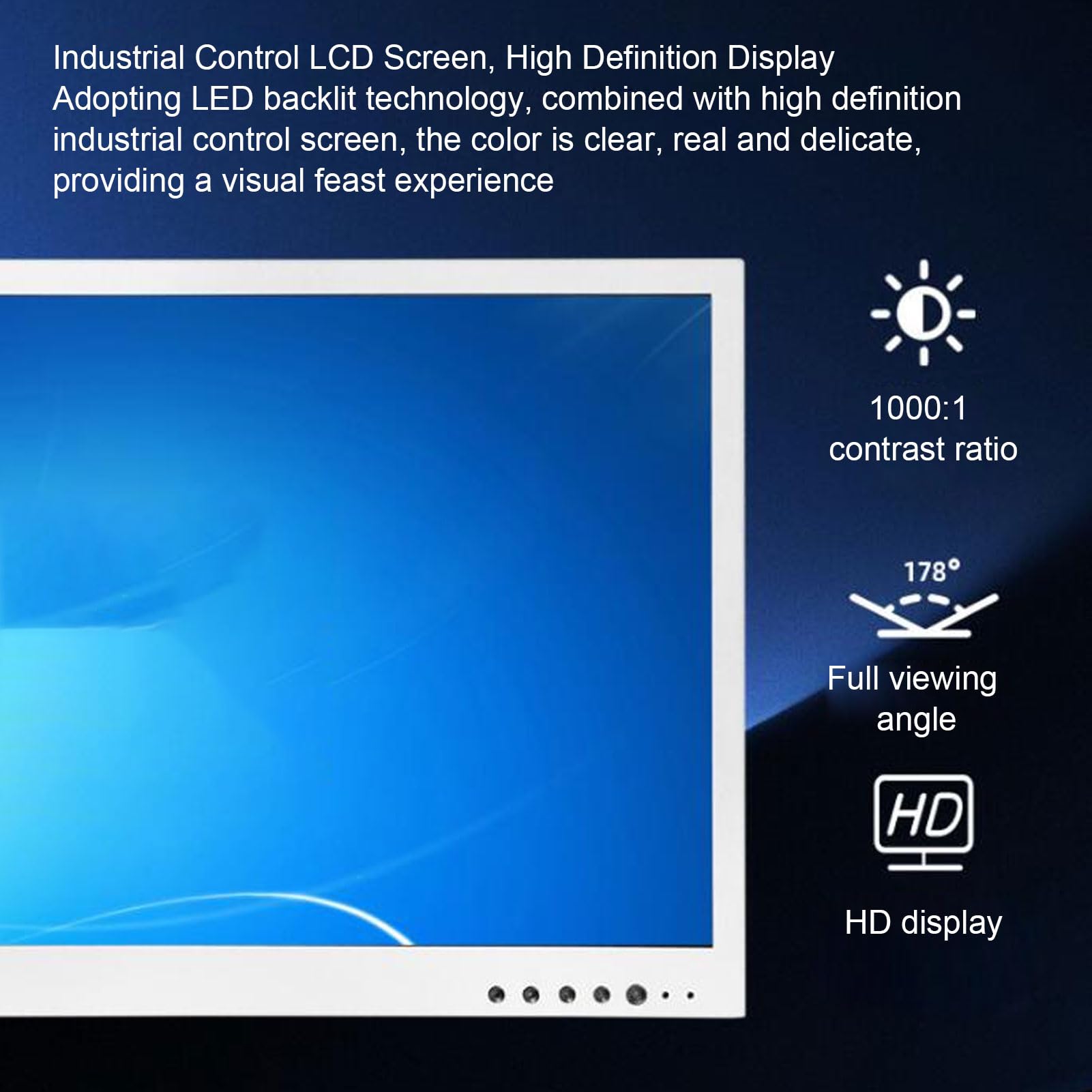 Dpofirs Monitor Przemysłowy 21,5 Cala, Wyświetlacz z otwartą ramką 1920x1080 z Portami VGA HDMI AV USB BNC, CiągłaPraca 7x24 dla rozwiązań Digital Signage POS KIOSK (wtyczka UE)