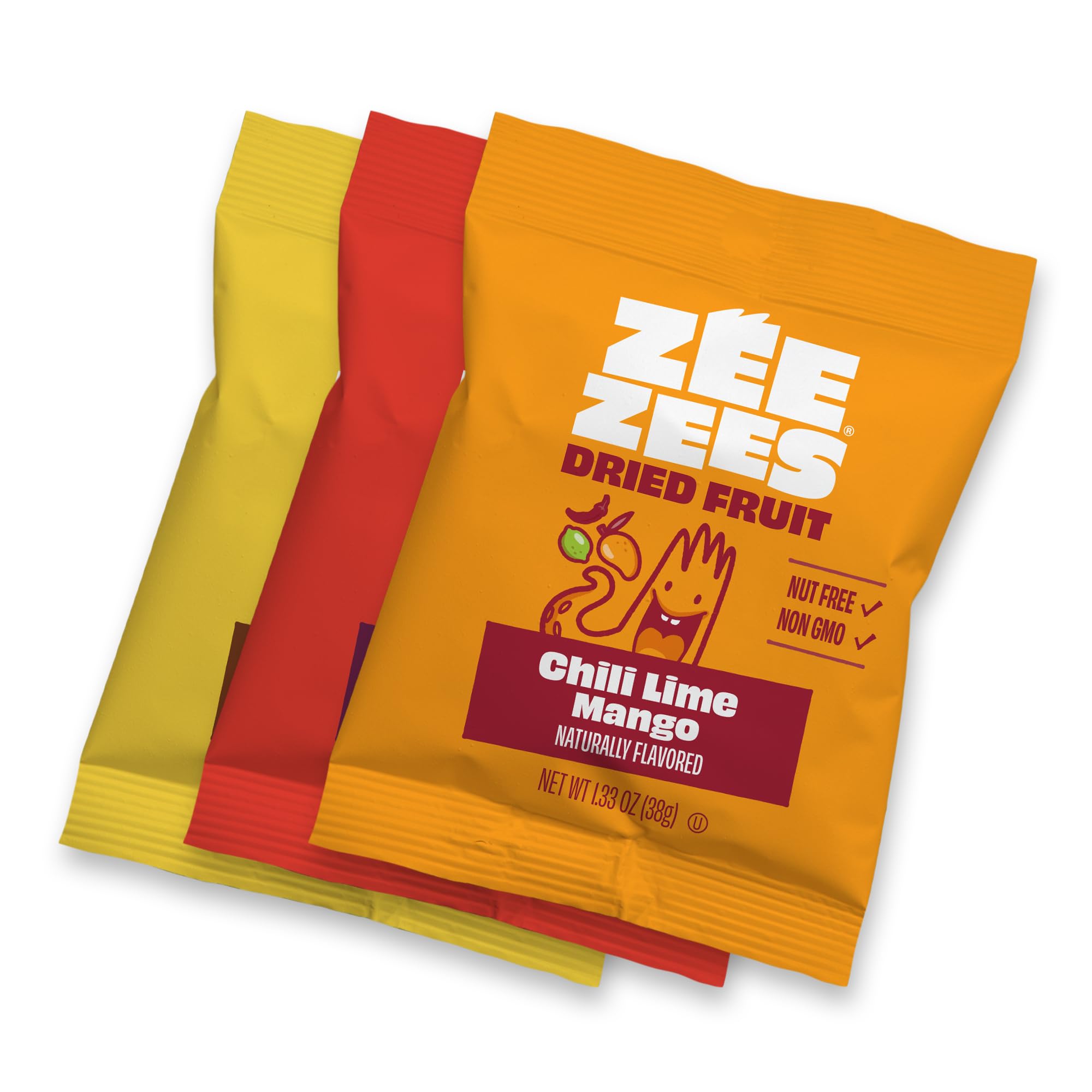 ZEE ZEESDried Fruit Variety, Chili Lime Mango, Mixzees Mixed Fruit, Dried Pineapple, 1.33oz. 36 Count, Nut Free, Kosher, Vegan, Safe for School