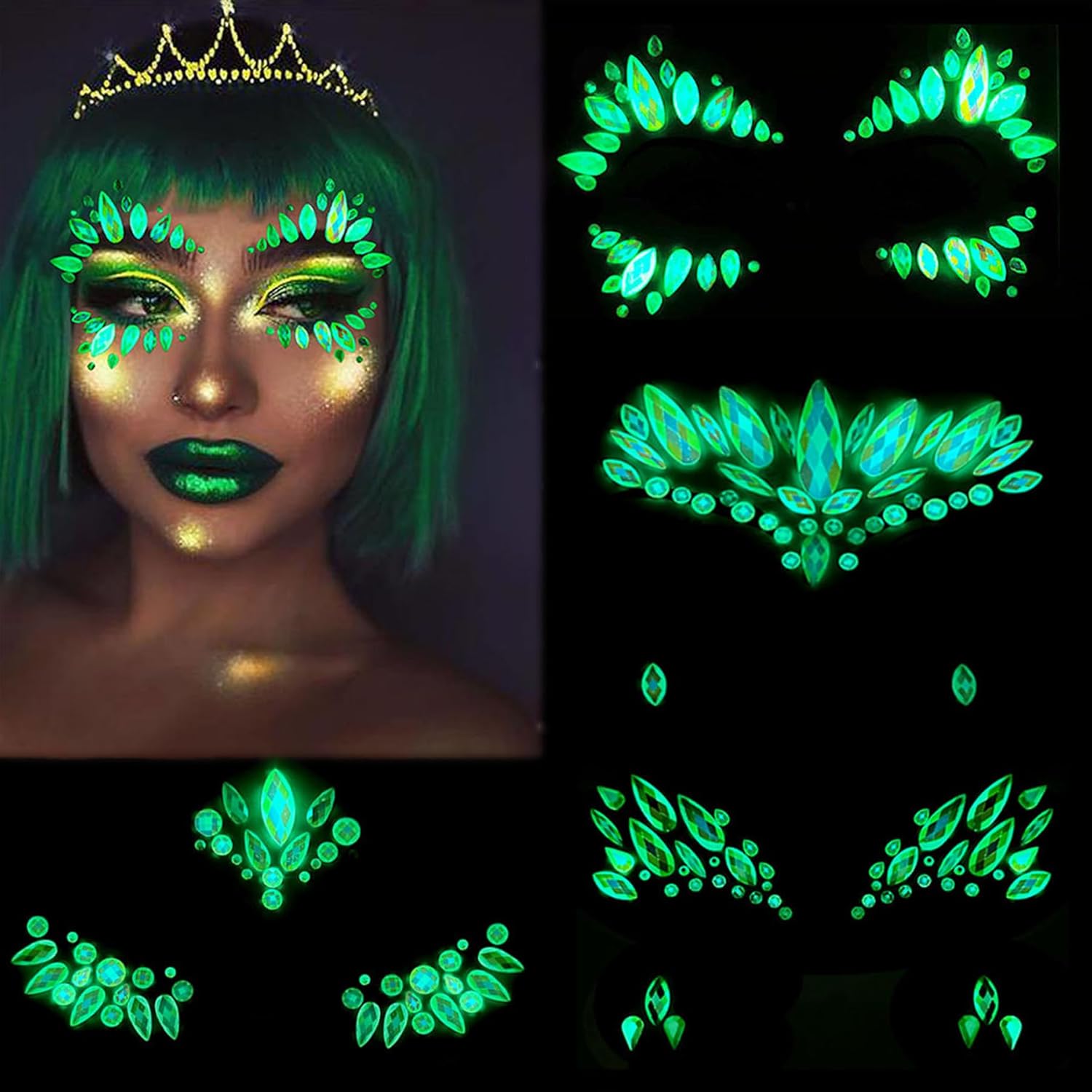 Face Gems 4 Sheet Face Jewels Stick on Rhinestones