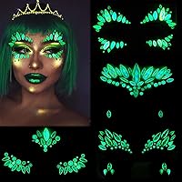 Vista 1 de Gemas faciales 4 hojas de joyas para la cara pegadas en diamantes de imitación, calcomanías de cristal luminoso, piedras preciosas temporales
