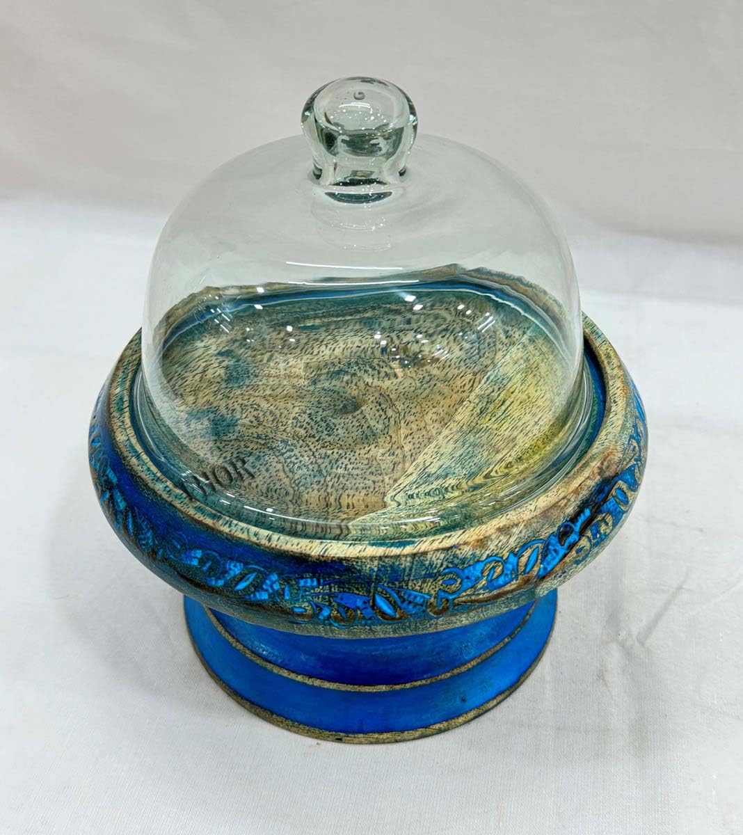 Vintage Glass Cake Stand w/Dome Lid-Covered Pedestal Cake Plate Birthday Wedding Anniversary Shower Cake Server