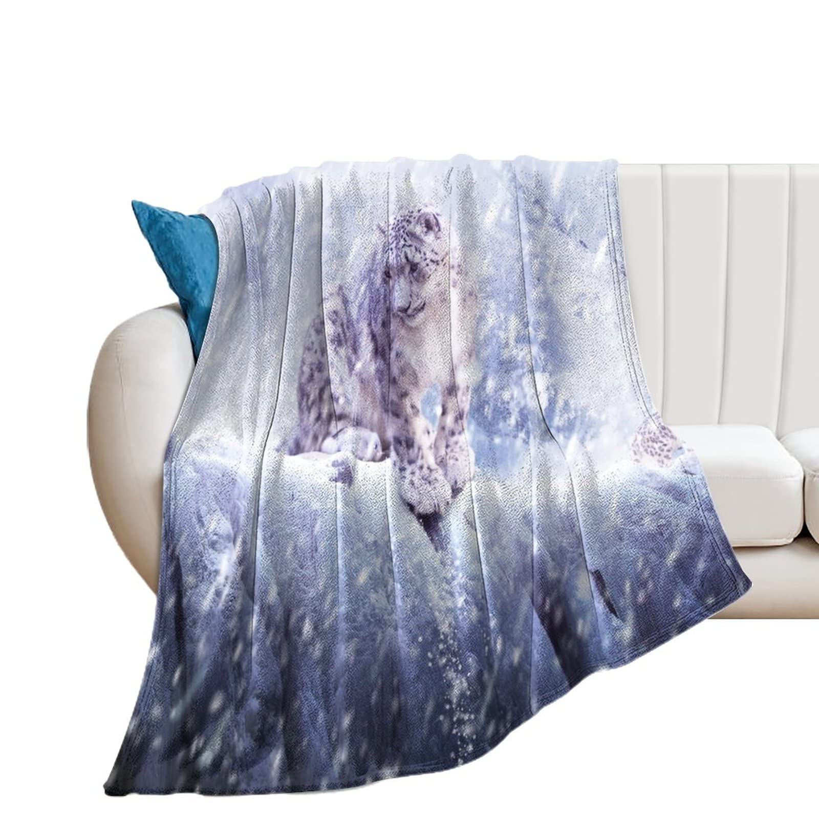 Couverture en flanelle microfibre douce chaude 127x152cm léopard peluche