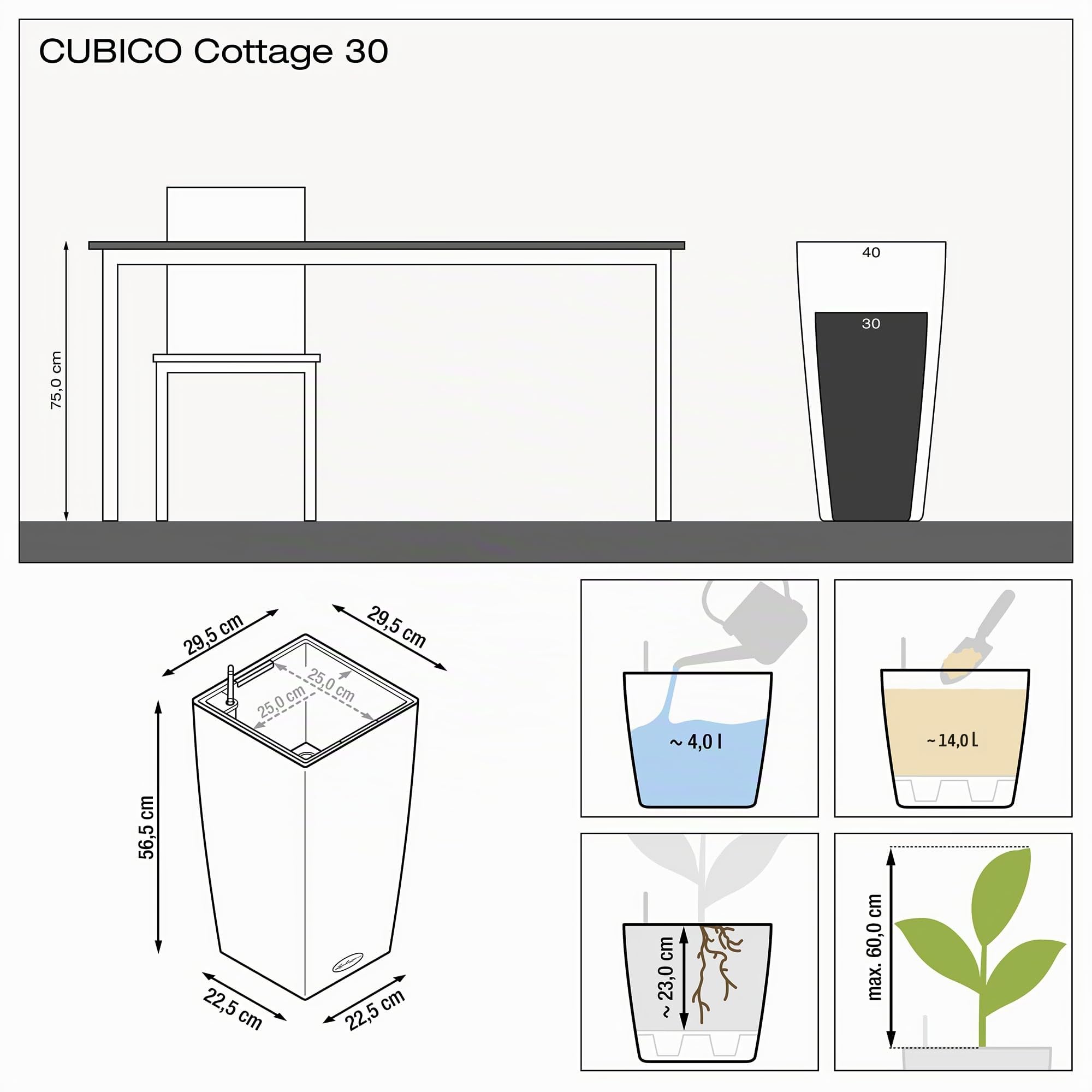 Lechuza CUBICO Cottage 30 Gris Clair 15157