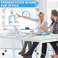 Vista 6 de H-Qprobd Magnetic Dry Erase Board with Stand Double-Sided Mobile Whiteboard - 36"x24" Adjustable Height Rolling White Boards on Wheels for Kids &