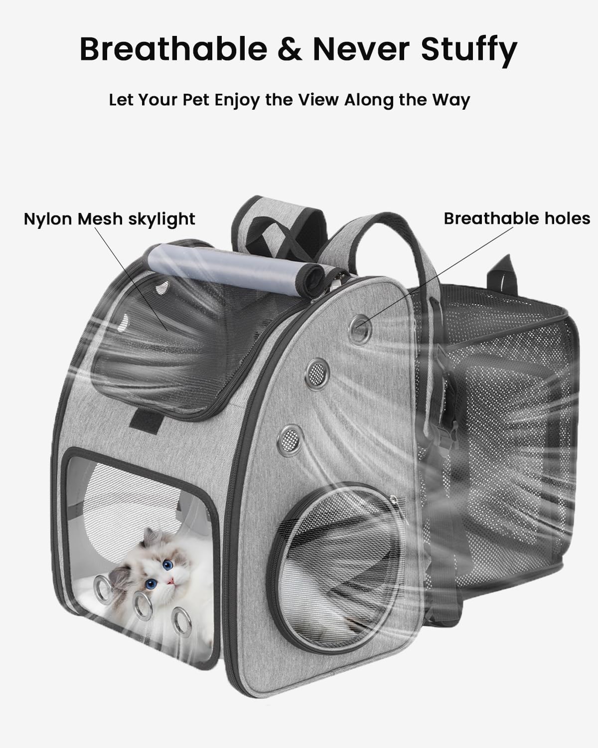 Mochila transportadora de Mascotas expandible para Gatos, Perros y Animales pequeños, transportador de Viaje portátil para Mascotas, diseño súper ventilado, Aprobado por aerolíneas, Ideal para