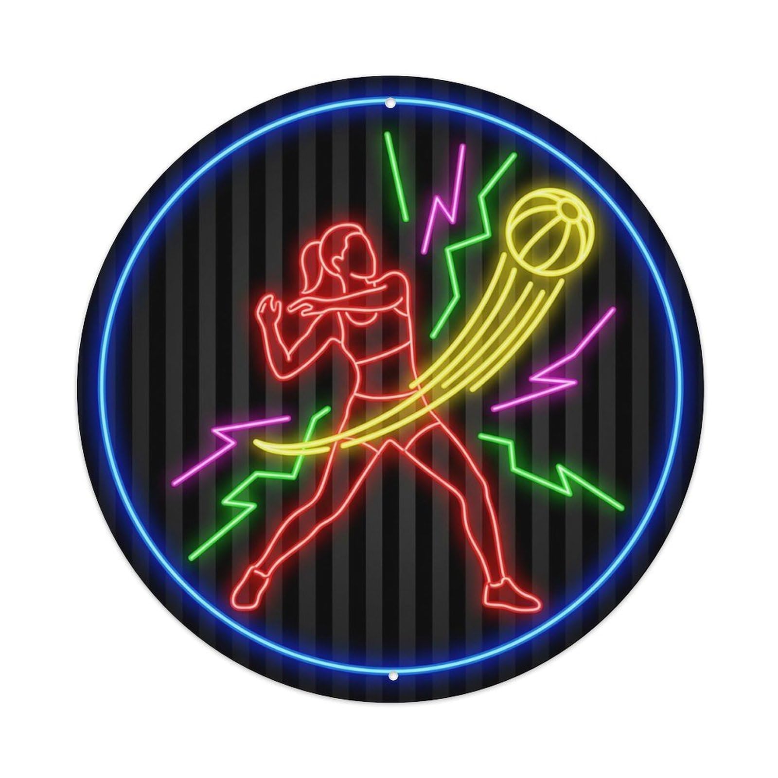 Vintage Faux Neon Gym Retro Bodybuilding Ballistic Metal Tin Sign