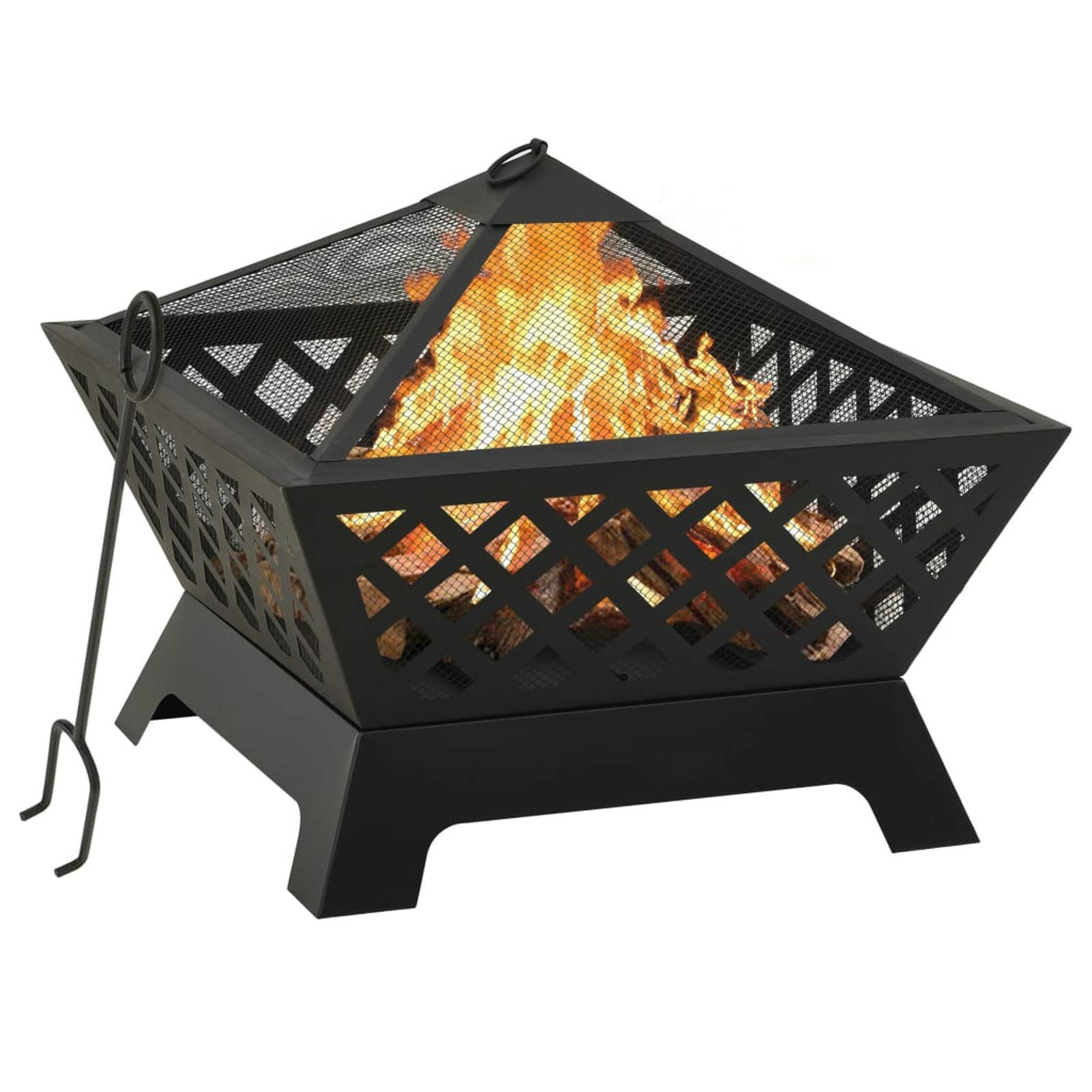 Homgoday Brasero con atizador Acero XXL 64 cm Brasero Exterior para Jardín Grande de Grosor Cuenco para Fogatas al Aire Libre para Jardines, Patios, Parques, Patios
