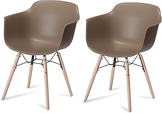 Furnhouse Furniture Sillas de Comedor, Beech, Grey/Natural Legs, 57x57x97