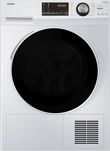 Haier HD80-A636 Freestanding Heat Pump Tumble Dryer, 8kg Load, White
