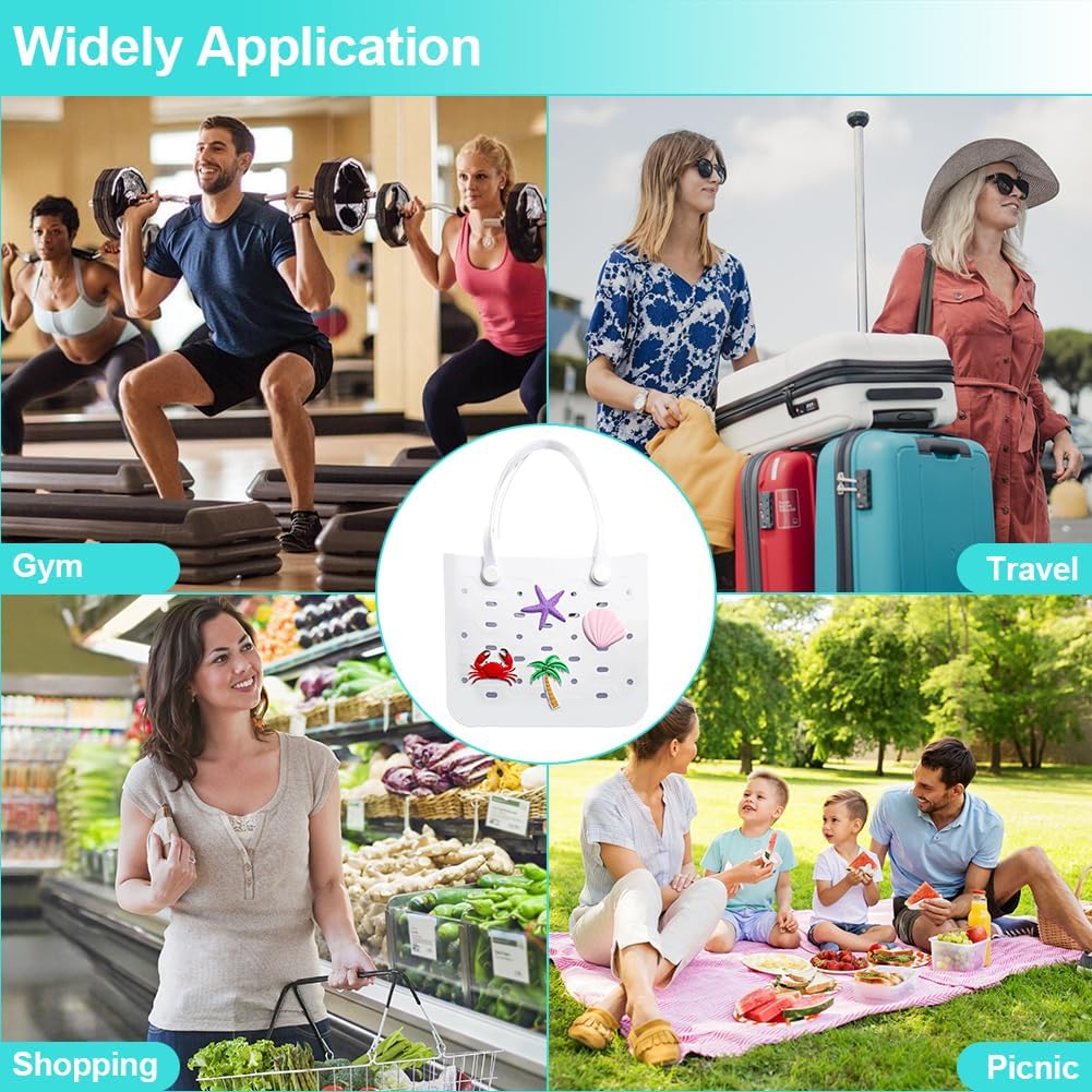 Beach Bag for Women, Water-Resistant Rubber Tote Bag, Durable Open Handbag ，Sandproof Vacation Essentials for Summer Swim Cruise Pool - Image 7