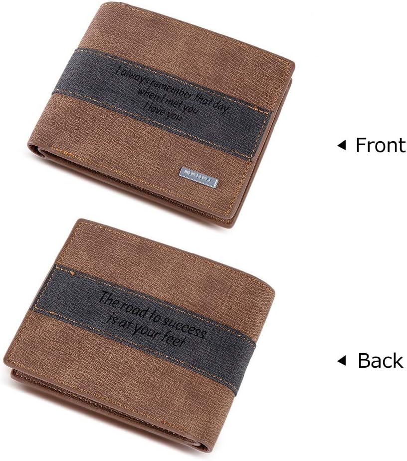 Custom Mens Leather Wallet for Father Men Personalized Photo Leather Wallets Mens Large Capacity Picture Wallet for Dad Boyfriend Father's Day (Type8-Text)