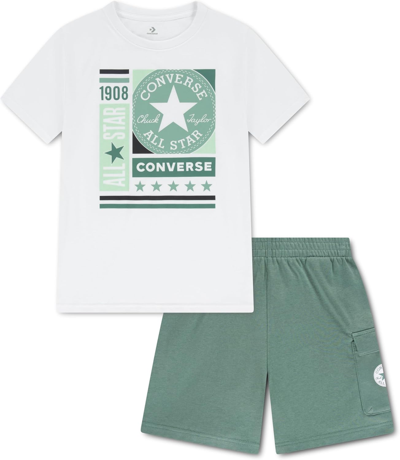 Converse Boys' Graphic T-Shirt and Fleece Cargo Short 2-Piece Outfit Set - Image 3