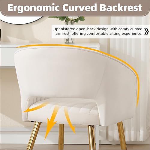 Miniatura 5 de ABET Silla de escritorio sin ruedas, sillón de terciopelo para la oficina en casa, patas doradas, sillas decorativas modernas tapizadas, silla