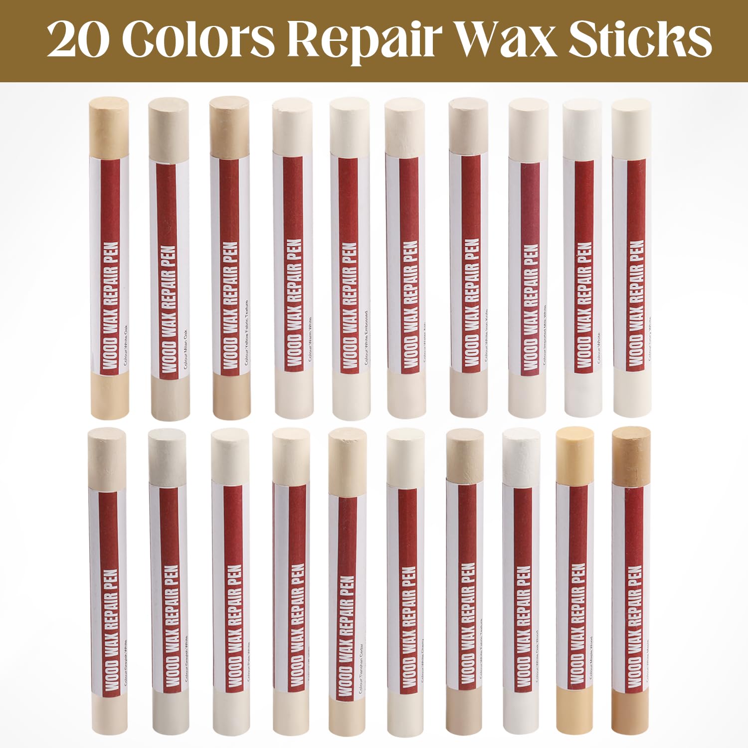 YIEMI Wood Filler Sticks 20 Colors Repair Wax Sticks Kit Furniture Touch Up Crayons for Repairing Scratches Holes Cracks Wood Floor Tables Cabinets Doors Hardwood(Light Color Series) - Image 3