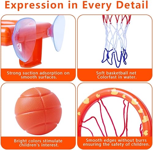 Miniatura 3 de OBTANIM - Juego de pelotas de baloncesto para baño, juego de disparos para niños pequeños y niños