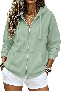 Zip Up Hoodie Women 2026 Long Sleeve Fall Winter Oversized Sweatshirts Zipper Oversized Cute Jackets with Pockets