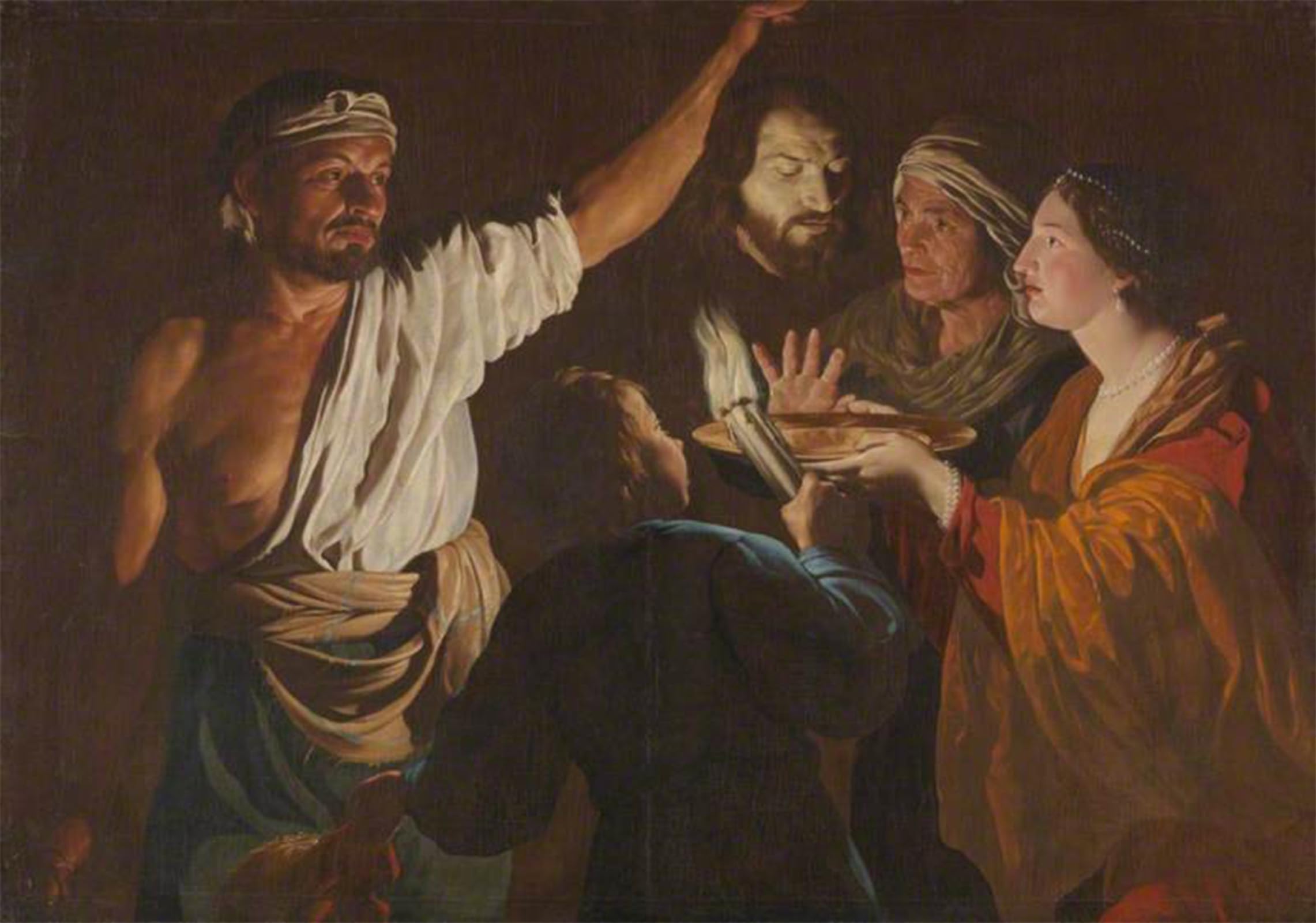 POSTERIIk Vintage Print Pop Art Landscape Artwork Receives the Head of John the Baptist Matthias Stomer Art Prints for Office Home Decor 60x90cm