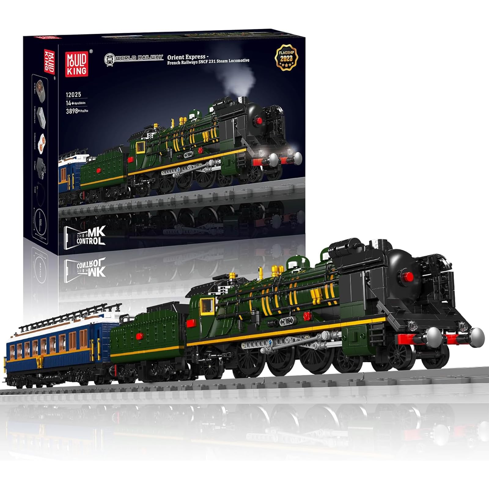 Mould King Technik Orient Express Dampflokomotive Bausatz | Ferngesteuert, LED-Beleuchtung, Für Erwachsene ab 14 Jahren, 3898 Teile
