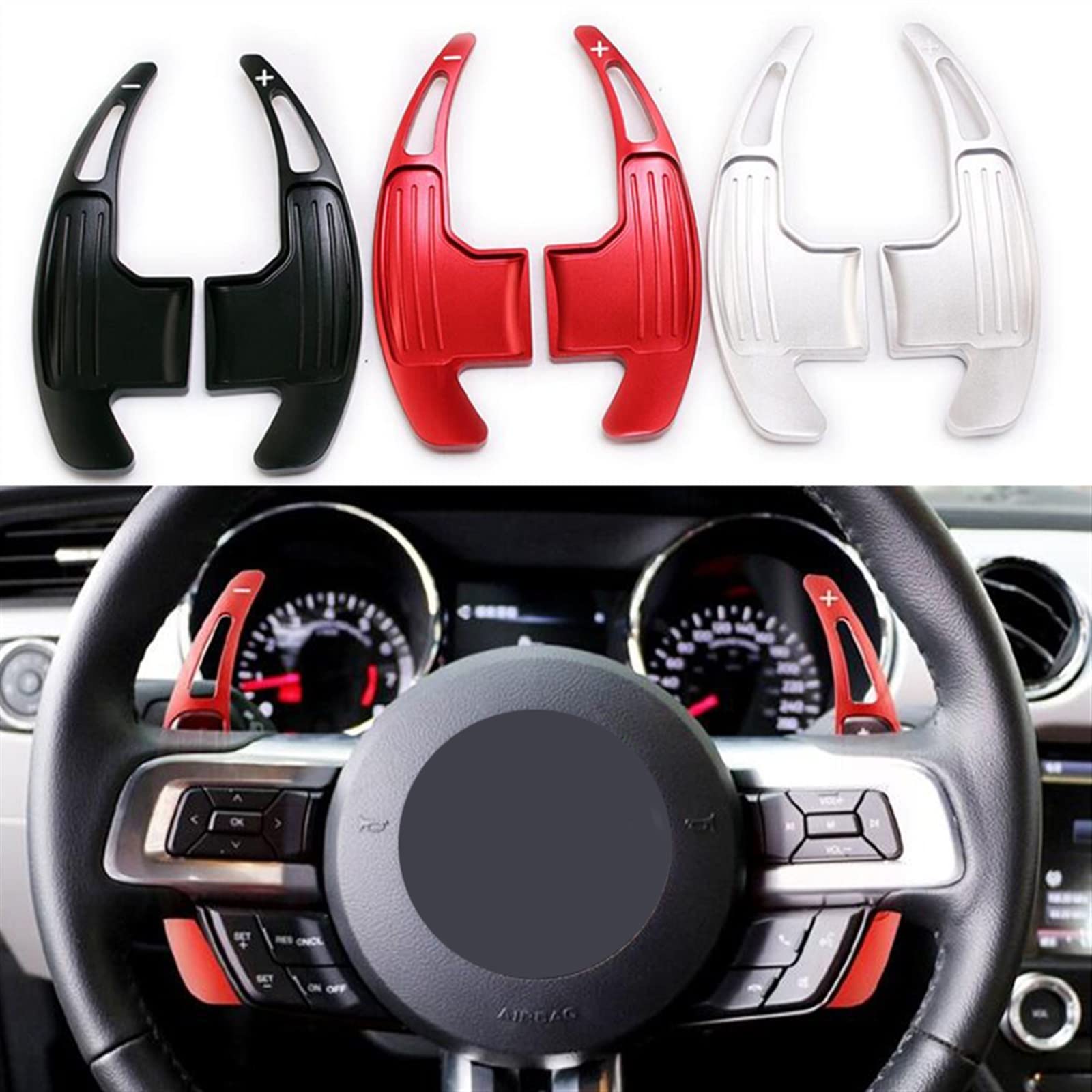 KUNGKIC Prolunghe Paddle Shifter In Alluminio Per Ford Mustang 2024-2026 - 2 Pezzi, Argento, Facili Da Installare Con Nastro Adesivo - 2