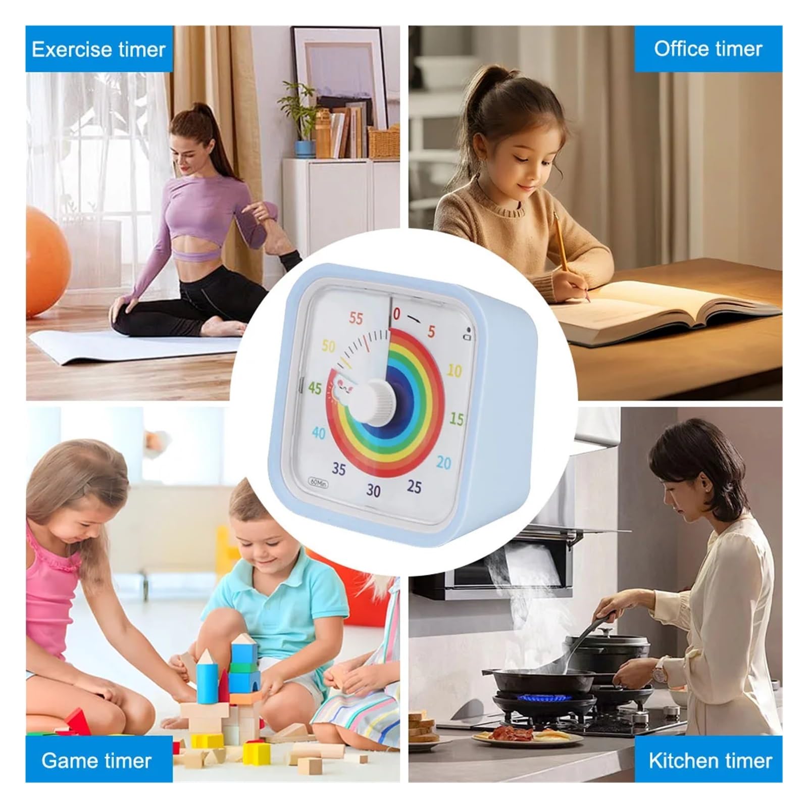 Timer, Countdown-Timer, Plan-Timer, digitaler Timer, Küchentimer, Selbstauslöser for Kinder(Light Blue)