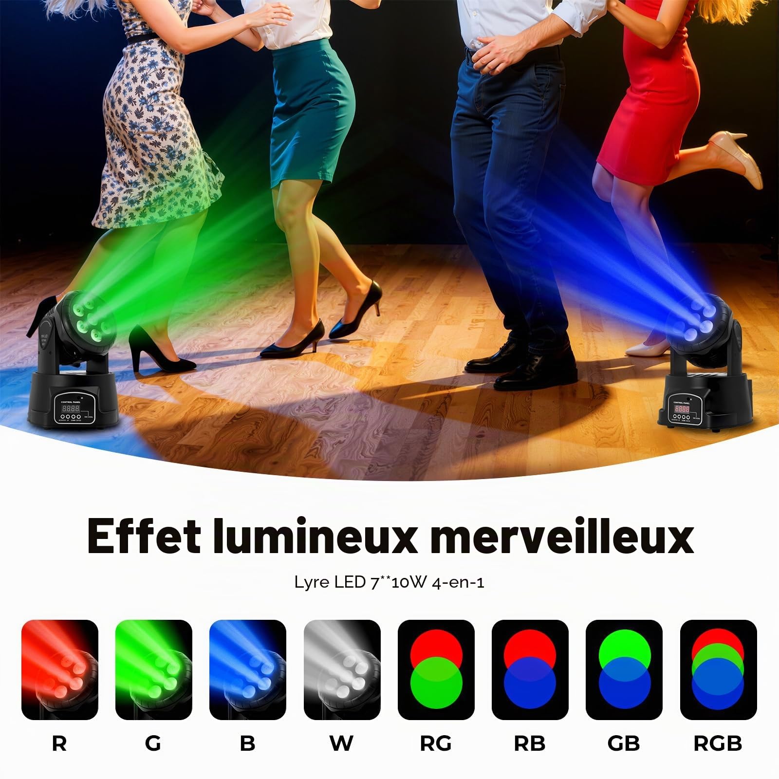 Lyre LED Mini Lampe à Tête Mobile DJ Éclairage De Scène Moving Head Lampe Avec Télécommande,Pour Mariage, Fête D'anniversaire, Banquet, Bar, Concert