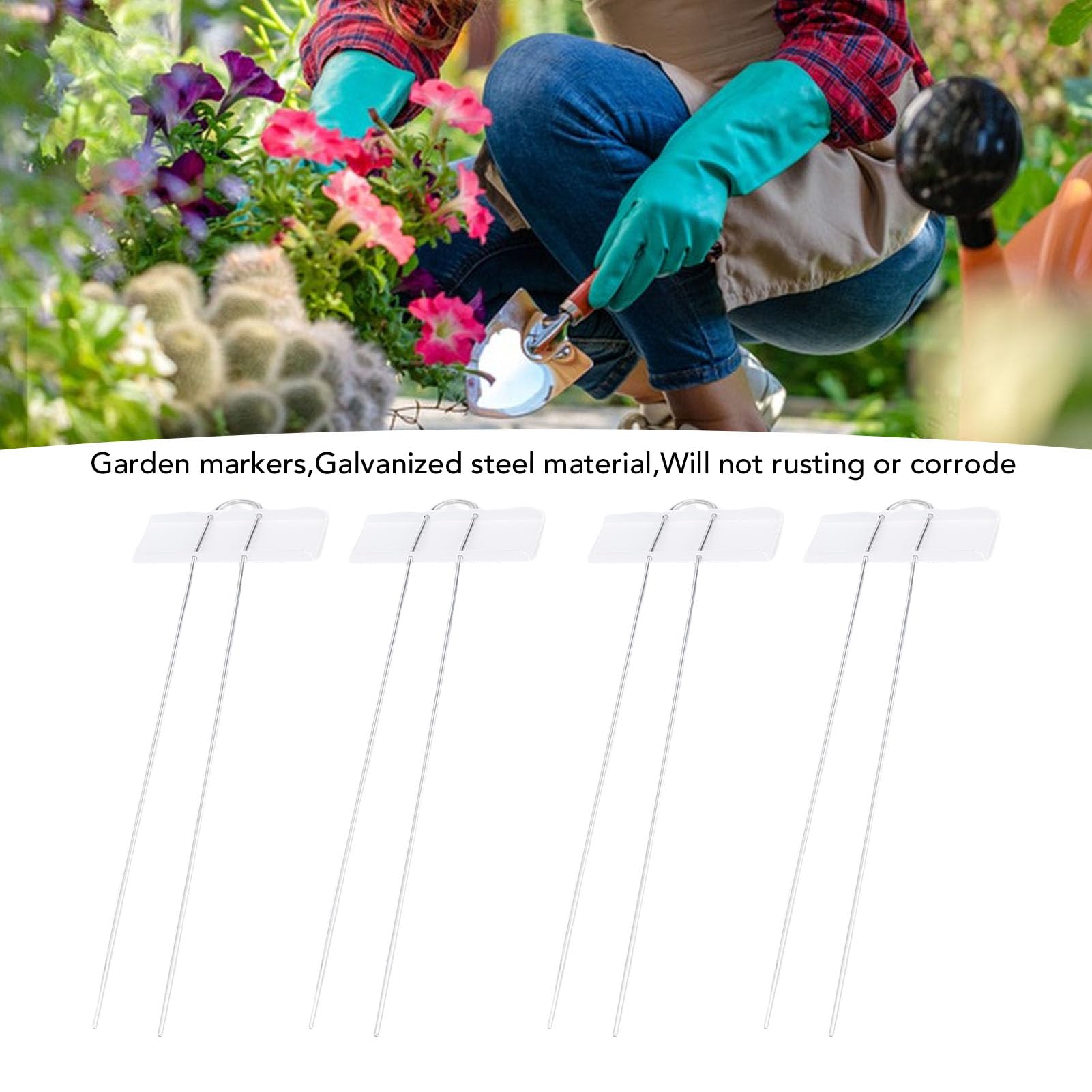 30 Stück Pflanzenschilder aus Edelstahl, Wiederverwendbare Gartenmarkierungen für Gewächshaus Topfpflanzen Blumenbeet (Weiß)