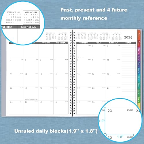 Miniatura 4 de Agenda mensual 2024-2025  Agenda mensualcalendario 2024-2025, agenda de 12 meses con pestañas, bolsillo y etiqueta, contactos y contraseñas, 8.5 x