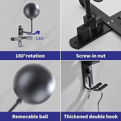 Miniatura 4 de Soportes para casco de motocicleta con guantero, soporte de pared para casco de motocicleta, ganchos para casco, rotación de 180 grados, accesorios