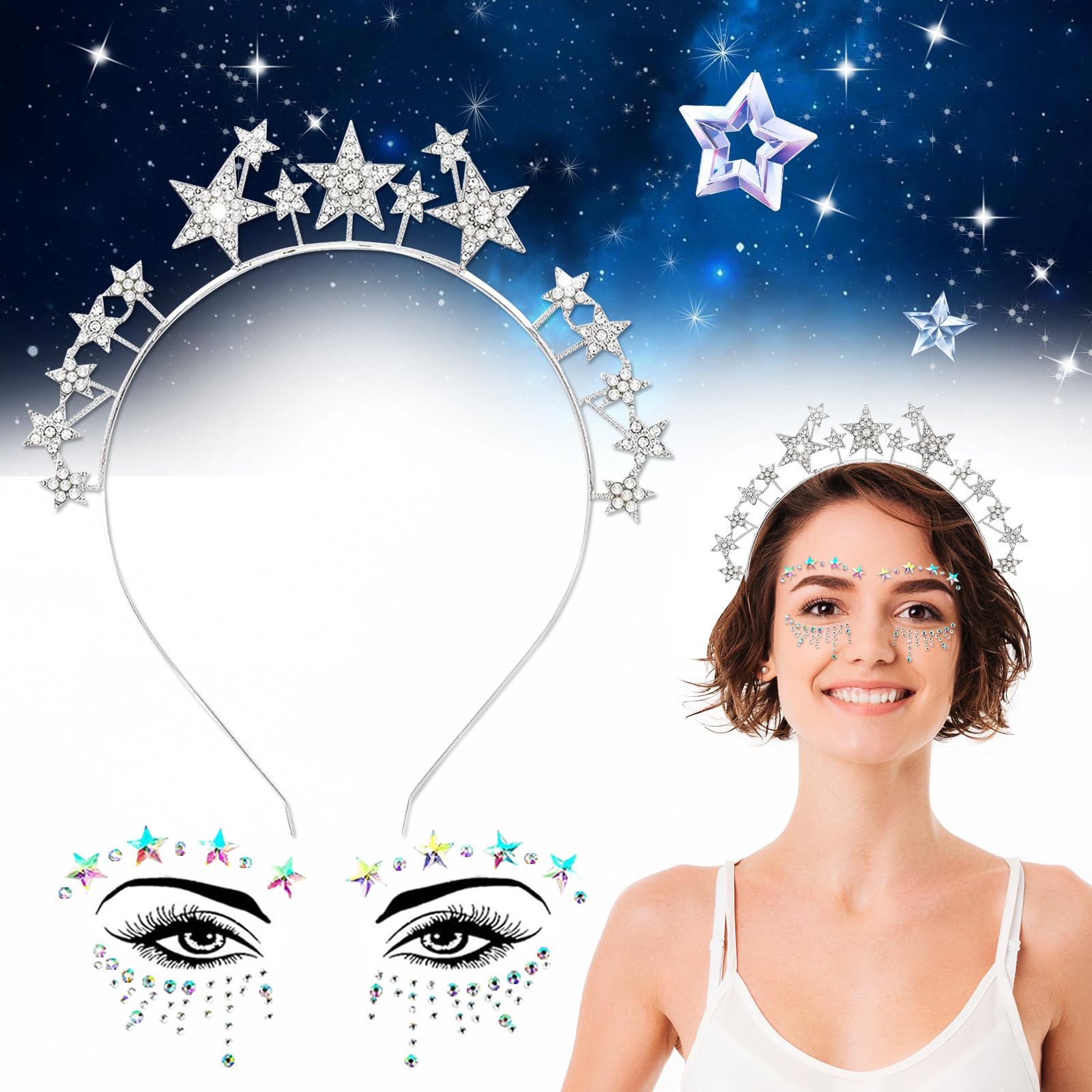 Glitzer Haarreif Mit Sternen – Karneval & Fasching Accessoire Für Damen & Mädchen