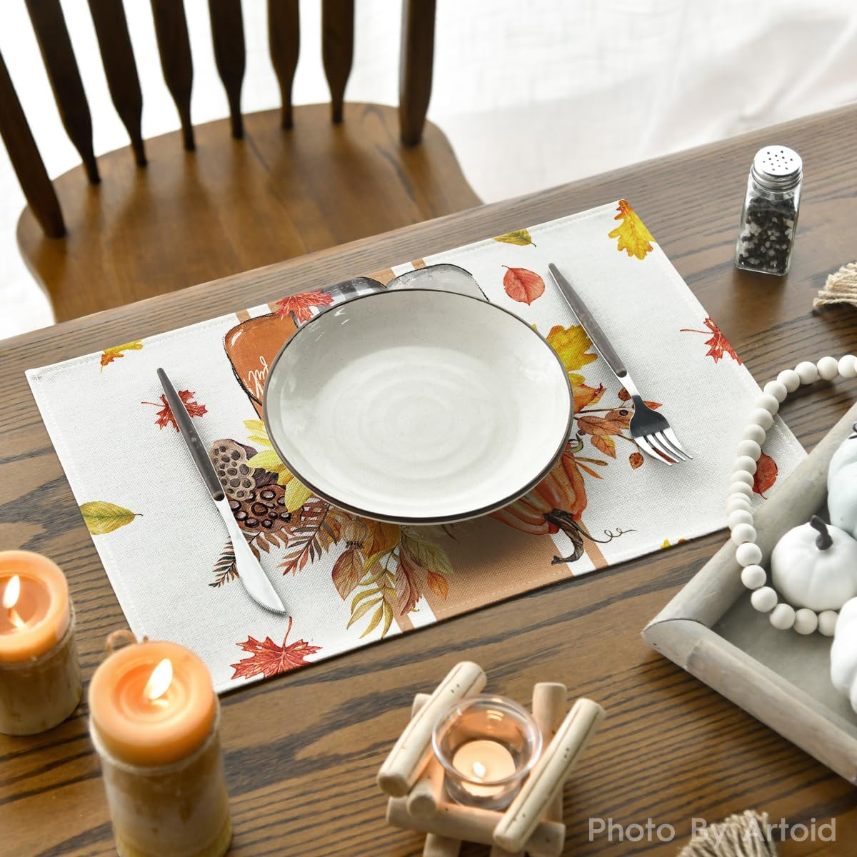 Artoid Mode Vases Thankful Fall Placemats Set of 6-12 x 18 Inch