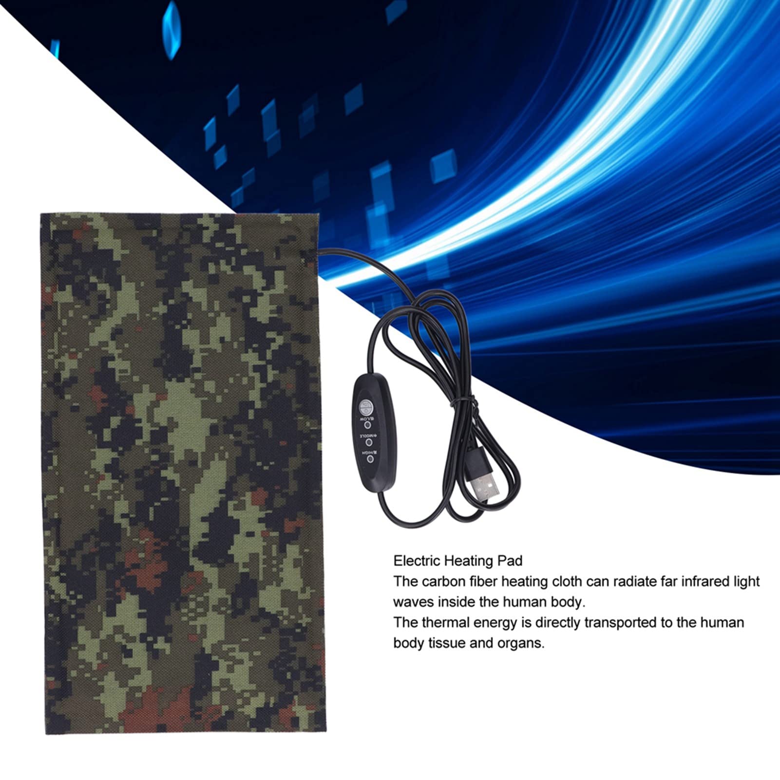 USB-Heizung, Heizblatt, USB-betrieben, Elektrische Stoffheizung, Wasserdicht, Warm, Kalt, Schutz, 3 Temperaturstufen, 1 Paar (20X25cm)