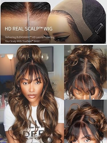 Miniatura 3 de Julia Hair Pre Everything - Pelucas de cabello humano con encaje frontal HD de 13 x 4 pulgadas, sin pegamento, precortadas, balayage, con reflejos,