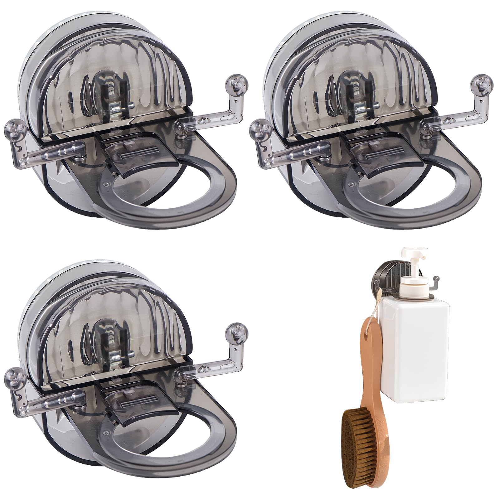 Shower Gel Holder, Shower Holder, Shower Holder, Wall Soap Dispenser, Hand Soap Dispenser for Suction Cups, Suitable for Hanging Shower Gel, Shampoo, Hand Soap, 3 Pieces