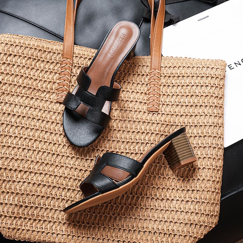 Heel Sandals for Women 2025 Summer Casual Sandals Round Toe Chunky Heel Open Toe Non Slip Slippers4